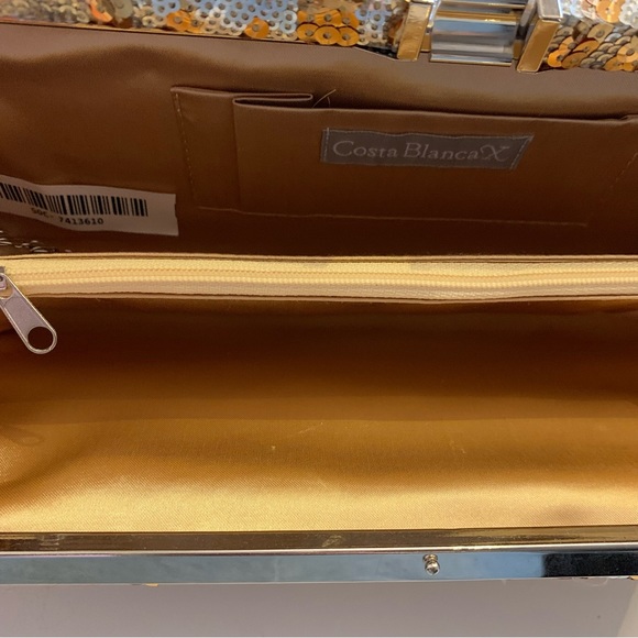 Costa Blanca X Gold and Silver Sequinned Clutch - Picture 10 of 12